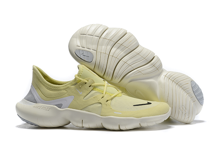 New Women Nike Freen Run 5.0 Light Yellow White Running Shoes